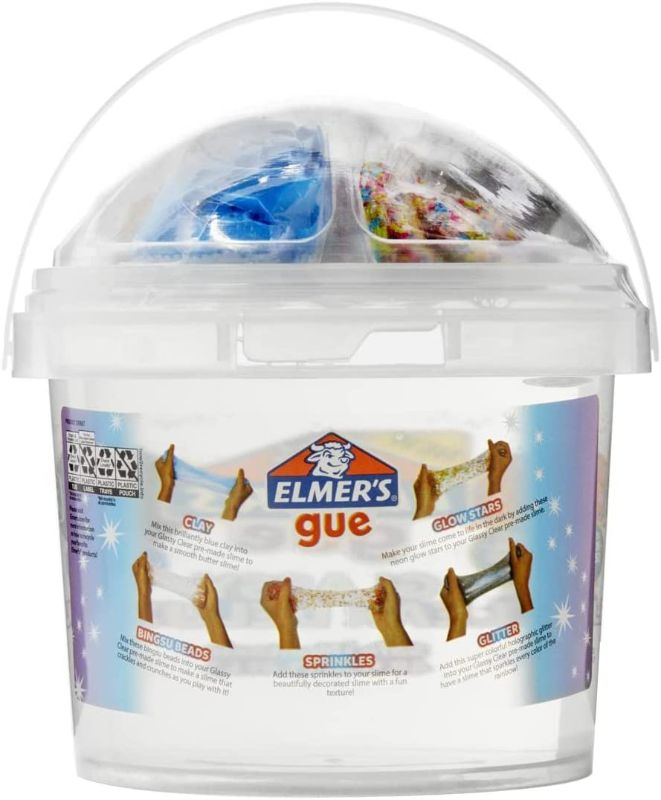 Photo 1 of Elmer's Gue Premade Slime, Glassy Clear Slime, Includes 5 Sets of Slime Add-Ins, 3 lb. Bucket
