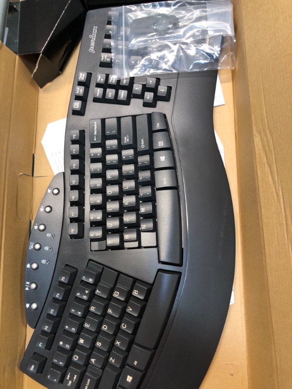 Photo 2 of Perixx Periboard-612 Wireless Ergonomic Split Keyboard with Dual Mode 2.4G and Bluetooth Feature, Compatible with Windows 10 and Mac OS X System, Black, US English Layout, (11354) Wireless Black Keyboard