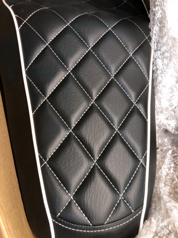 Photo 1 of Black Motorcycle Front Driver Rear Passenger Two Up Leather Seat Cushion for Harley Davidson Sportster Iron 883 SuperLow 1200T XL1200T Black-Rhombus