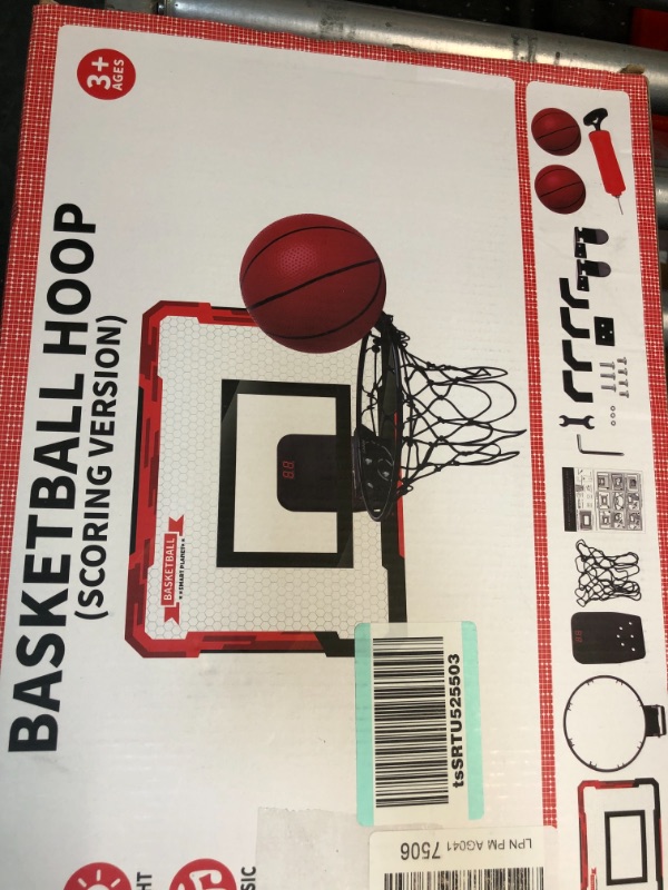 Photo 3 of Basketball Hoop Indoor for Kids 16.5" X 12.5" - Mini Basketball Hoop for Door with 2 Balls & Complete Basketball Accessories?Basketball Toy for Kids Boys Teens?Perfect for A Basketball Lover as Gift… Scoring Basketball Hoop