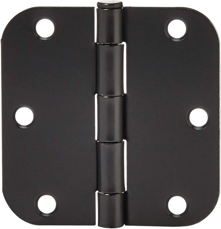 Photo 1 of Amazon Basics Rounded 5/8 Radius interior, 3.5" x 3.5" Door Hinges, 30 Pack, Black
