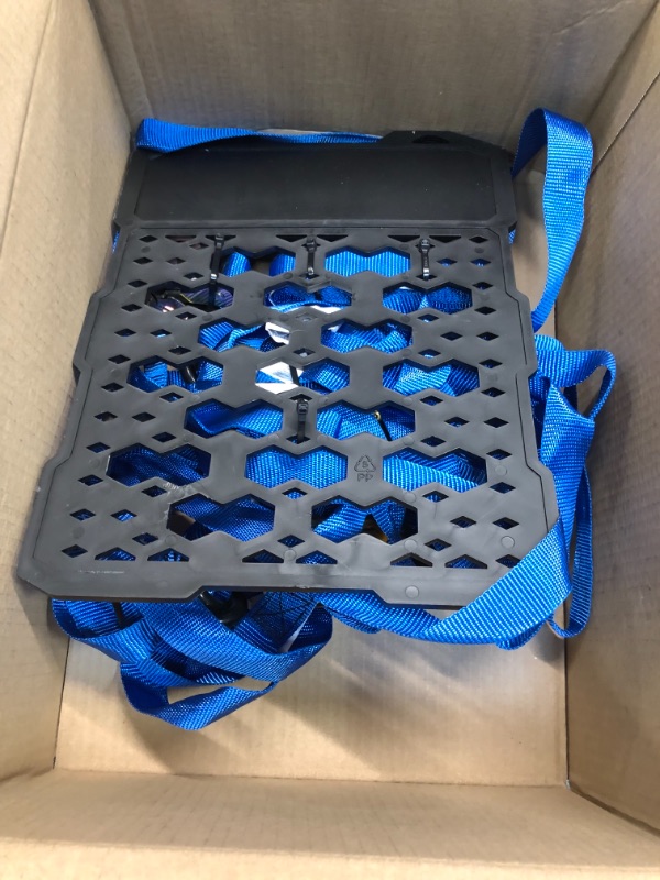 Photo 3 of Amazon Basics 15-Feet Ratchet Tie Down Straps, 500 Lbs Load Cap, 1500 Lb Break Strength - Includes 2 Bungee Cords, Blue, 4-Pack Blue with 2 Bungee Cords 1500 lbs Breaking Strength