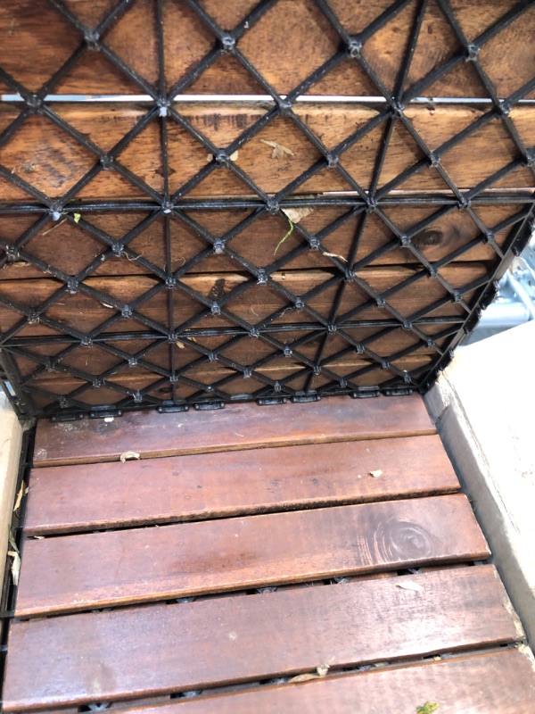 Photo 1 of Acacia Hardwood Interlocking Deck Tiles - Walnut Straight - 12"×12" 9pcs - Floor Tiles for Patio and Deck Use Natural Wood Outdoor Decking and Flooring, Rain and Weather Resistant, Heavy Duty 12"x12" 9pcs Walnut Straight