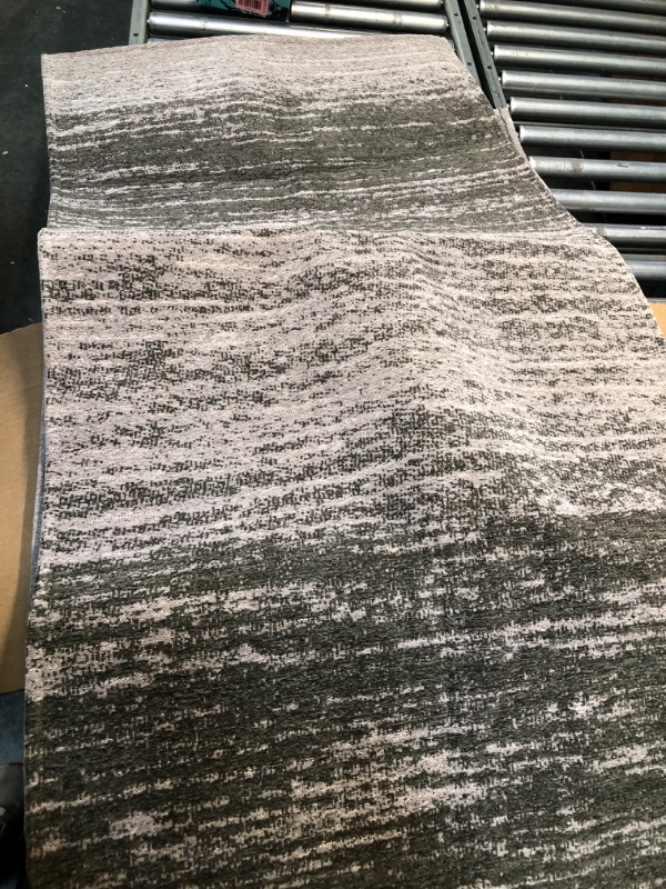 Photo 4 of AMIDA Runner Rug for Hallway Washable Non Skid Charcoal - Contemporary Abstract Stripe - Flat Weave - Non Shedding - Dog Friendly Easy Care - 9 Kitchen Runner Indoor Floor (Grey, 2'3"X8'10") 2‘3"X8'10" Grey