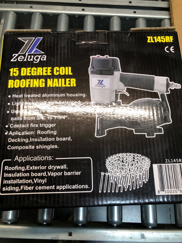 Photo 2 of Zeluga ZL145RF Pneumatic 15 Degree Coil Roofing Nailer with 120 PCS Load Capacity Coil Nailer Kit