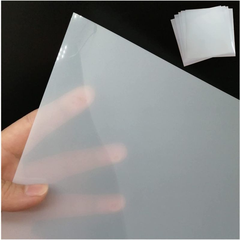 Photo 1 of BANLTRE 10 Sheets 10 mil Mylar Sheet 12 x 12 inch Milky Translucent PET Blank Stencil Making Sheet for Cricut, Laser Cutting, Gyro-Cut Tool Template Material (10 mil)
