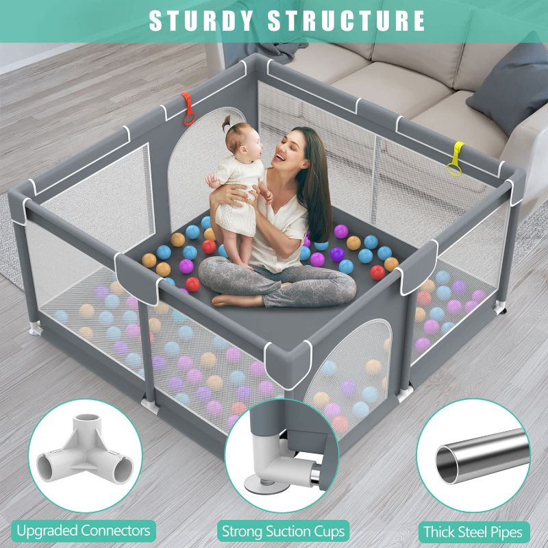 Photo 1 of Baby Playpen , Baby Playard, Playpen for Babies with Gate Indoor & Outdoor Kids Activity Center with Anti-Slip Base , Sturdy Safety Playpen with Soft Breathable Mesh , Kid's Fence for Infants
