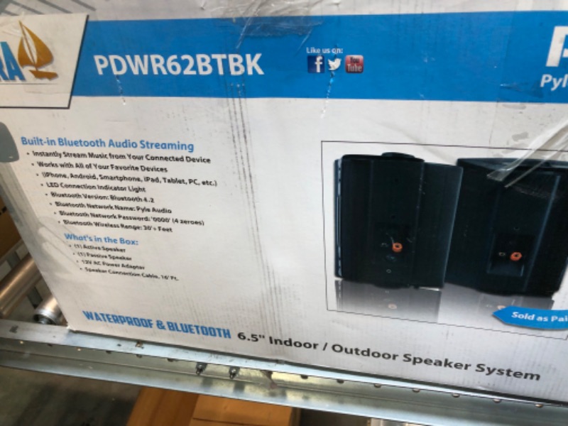 Photo 2 of Pyle Pair of Wall Mount Waterproof & Bluetooth 6.5'' Indoor/Outdoor Speaker System, with Loud Volume and Bass. (Pair, Black. PDWR62BTBK)