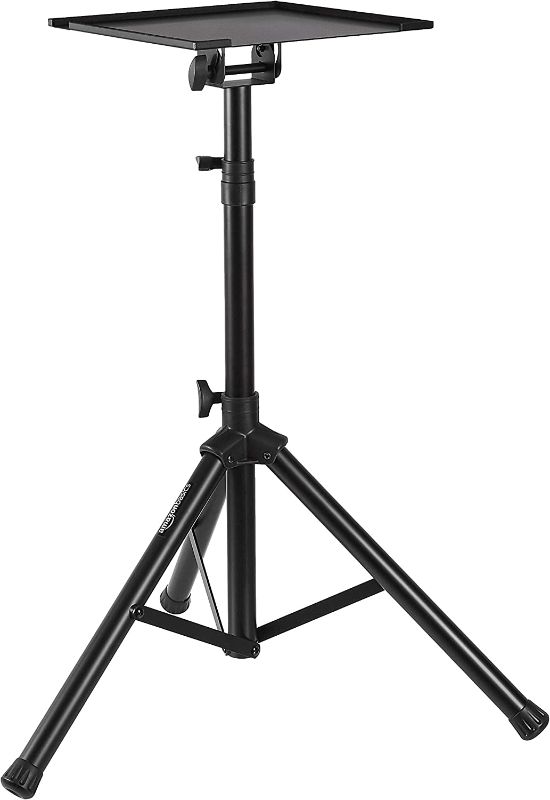 Photo 1 of Amazon Basics Multi Purpose Adjustable Portable Tripod Stand for Workstation, Music, DJ, Projector, or Mixer, Black
