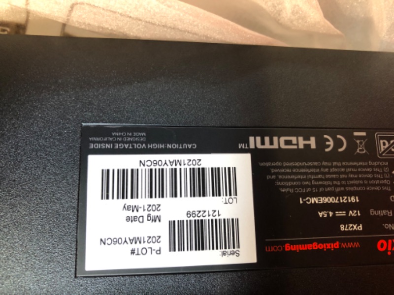 Photo 5 of Pixio PX278 27 inch 1ms GTG Response Time WQHD 2560 x 1440 Resolution 144Hz Refresh Rate TN Panel HDR DCI-P3 95% sRGB 129% Adaptive Sync Gaming Monitor 27" 1440p 144Hz TN 1ms (GTG)