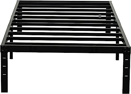 Photo 1 of Wulanos Twin Size Bed Frame 18 inches Tall, 3500lbs Heavy Duty Metal Platform with Steel Slats Support, 18-inch Bedframe with Ample Storage, No Box Spring Needed, Sturdy and Noise-Free, Black OPEN HARDWARE 
