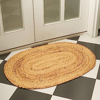 Photo 1 of Braided Natural Fibre Brown Jute Area Rug ARG00007, For Home 48x27