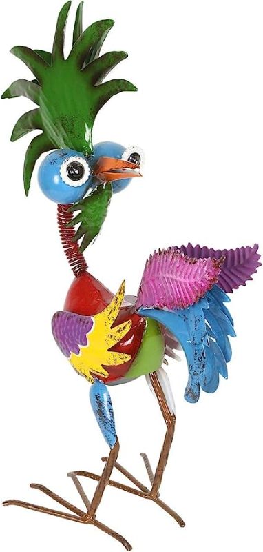 Photo 1 of Alpine Corporation Glossy Rooster Statue Outdoor Garden, Patio, Deck, Porch-Yard Art Decoration, 19-Inch Tall, Multicolor