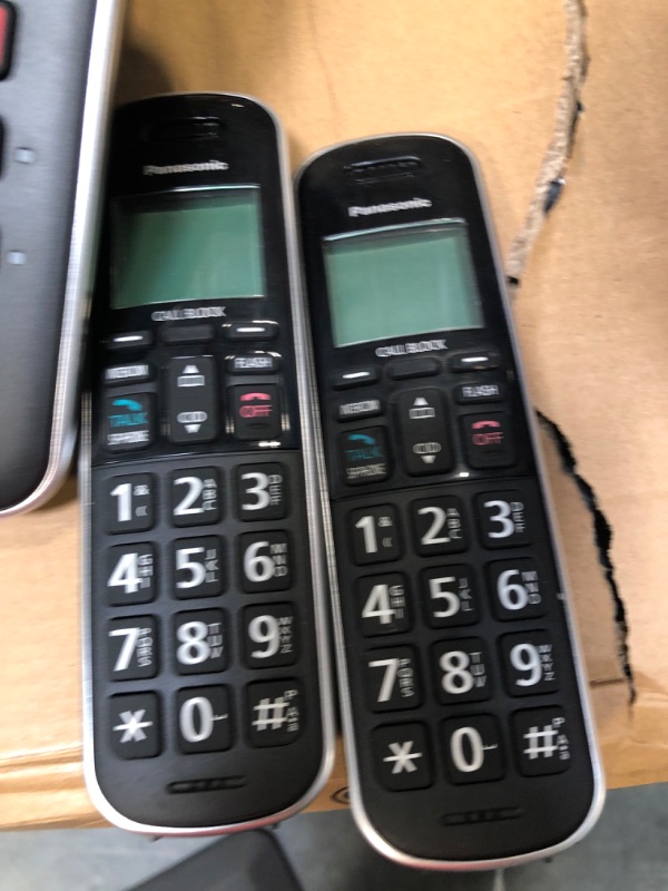 Photo 1 of Panasonic Expandable Corded/Cordless Phone System with Answering Machine and One Touch Call Blocking – 2 Handsets - KX-TGB852B (Black) Corded/Cordless Phone System, 2 Cordless Handsets