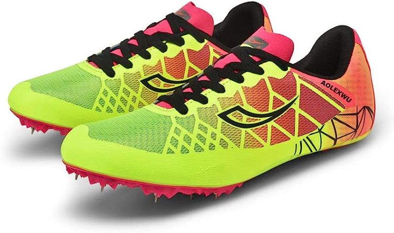 Photo 1 of AOLEXWU Track and Field Shoes Mens Womens Mesh Spikes Athletics Racing Running Shoes Track Race Jumping Sprint Running Nail Spikes Shoes Boys Girls