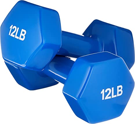 Photo 1 of Amazon Basics Vinyl 12 Pound Dumbbells BLUE