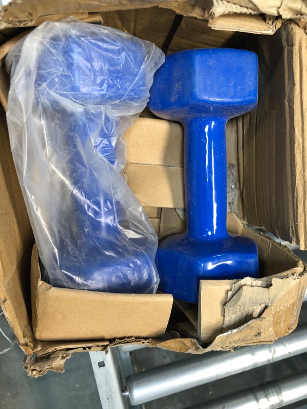 Photo 3 of Amazon Basics Vinyl 12 Pound Dumbbells BLUE