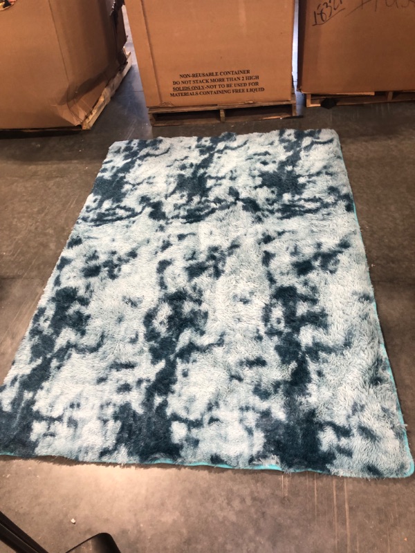 Photo 1 of 59 X 86 INCH BLUE TYE DYE RUG 