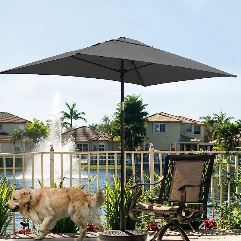 Photo 1 of AMMSUN 6.5 x 4.5ft Rectangular Patio Umbrellas Outdoor Table Umbrella Steel Pole and Fiberglass Ribs Push Button Tilt,Grey