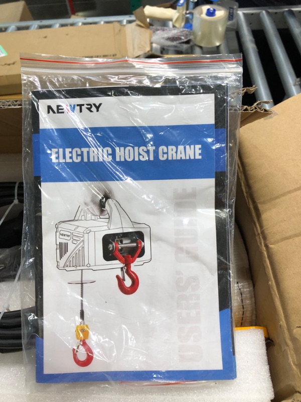 Photo 1 of NEWTRY 3 in 1 Electric Hoist Winch 1,100lb Wireless Remote Control, Cable Remote Control, 110/120 Volt Portable Power Electric Hoist, Vertically & Horizontally, Lift 16ft/min 1100lb, 110V