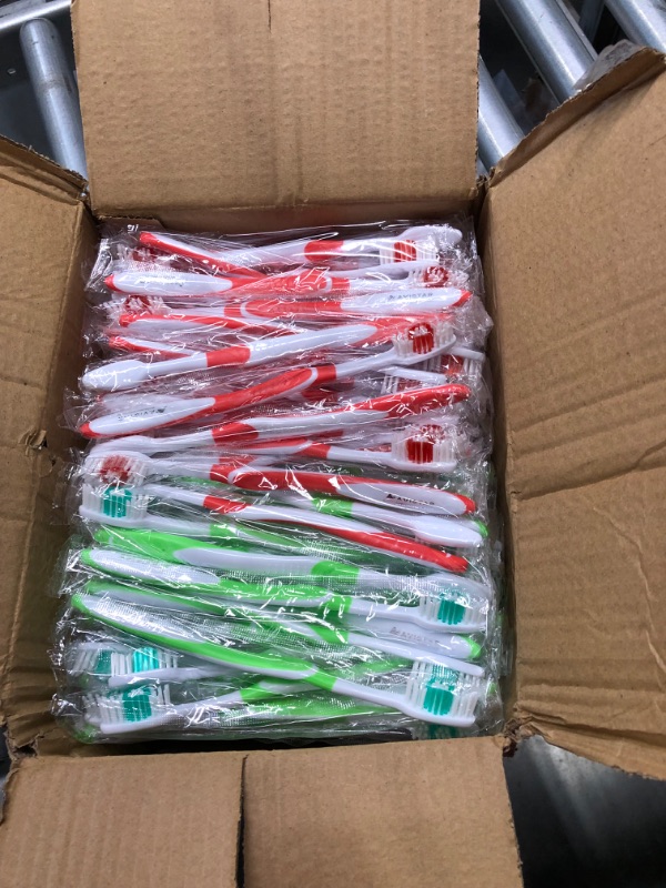 Photo 2 of 148 Individually Packaged Quality Large Head Medium Bristle Disposable Bulk Toothbrushes - Multi Color Pack - Convenient & Affordable - for Travel, Hotels, Airbnb, Relief Missions, Donations & More