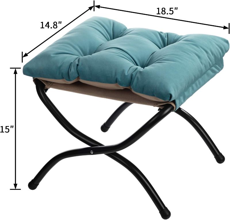 Photo 1 of AbocoFur Modern Folding Footrest Stool, Small Accent Portable Ottoman, Comfortable Metal Cotton Anti-Slip Footstool, (L) 18.5" x(W) 14.17" x(H) 14.18", Dark Grey
