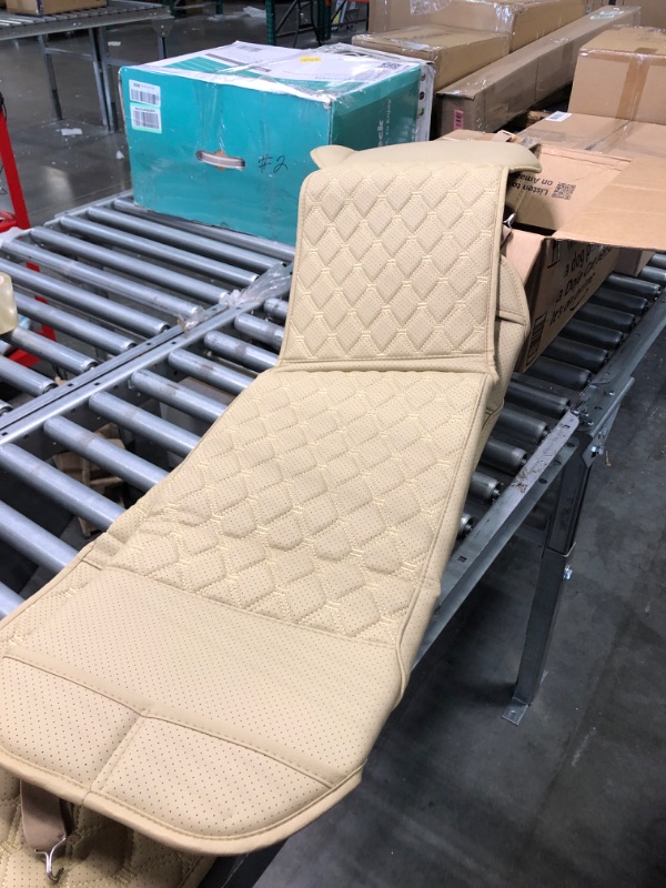 Photo 3 of Black Panther 1 Pair Luxury PU Car Seat Covers Protectors for Front Seats, Triangle Pattern, Compatible with 95% Cars (Sedan/SUV/Pickup/Van) - Beige