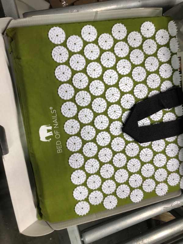 Photo 1 of BED OF NAILS The Comfortable Acupressure Mat Pillow Strap Massage Set - Neck and Back Pain Relief, Acupuncture Mat and Pillow Set for Increased Energy & Relaxation, Carry Bag, FSA/HSA Eligible, Green