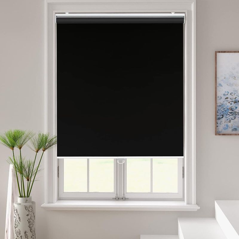 Photo 1 of AOSKY Roller Window Shades Blackout Blinds for Windows Cordless Bedroom Shade Room Darkening Shades Door Blinds with Thermal Insulated Easy to Install for Home?Office?Bathroom W27xL72 Grey