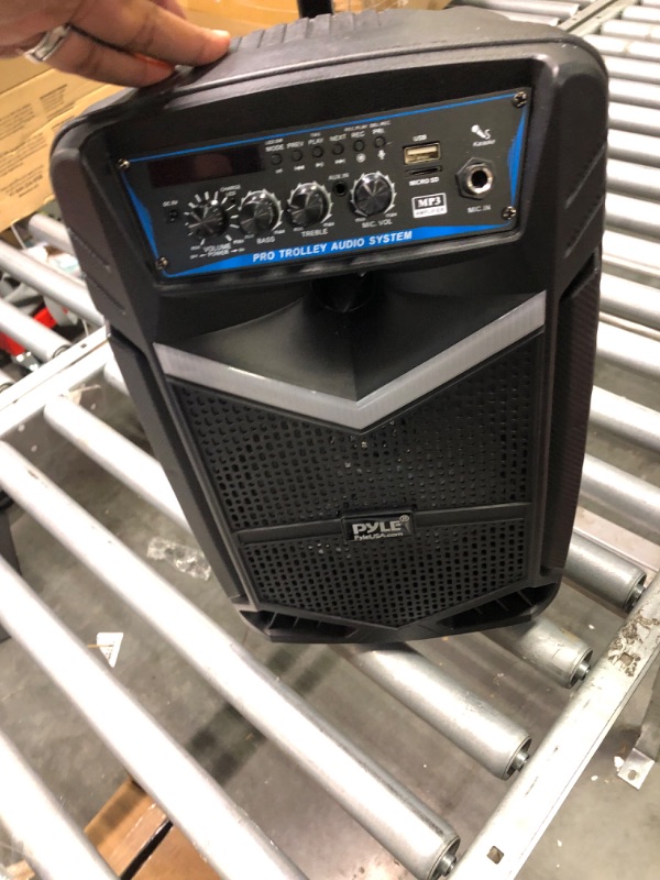 Photo 3 of 400W Rechargeable Outdoor Bluetooth Speaker Portable PA System w/ 8” Subwoofer 1” Tweeter, Recording Function, Mic In, Party Lights USB/SD, Radio - Pyle PPHP842B 8 in Speaker System