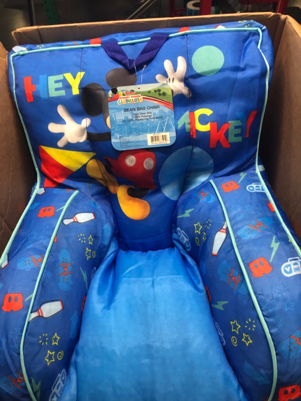 Photo 1 of Disney Mickey Mouse Kids Nylon Bean Bag Chair with Piping & Top Carry Handle