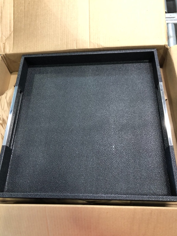 Photo 1 of American Atelier Square Serving Tray, 18x18, Black/Silver