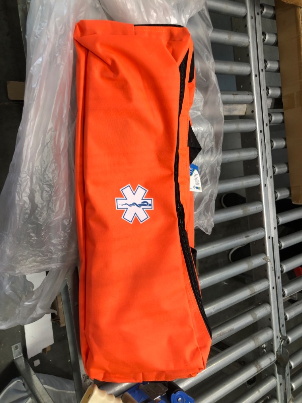 Photo 2 of NOVAMEDIC First Responder Empty Oxygen O2 Duffle Bag, 32”x12”x13”, w/ Multiple Compartments, EMT Trauma First Aid Carrier for Paramedics and Emergency Medical Supplies, Orange