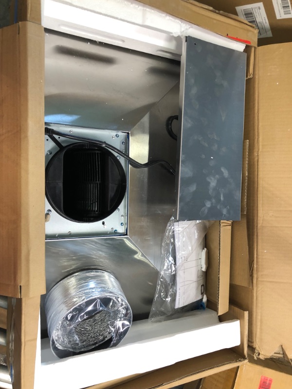 Photo 2 of 30 Inch Range Hood, Wall Mount Vent Hood in Stainless Steel with Ducted/Ductless Convertible Duct, 3 Speed Exhaust Fan, Energy Saving LED Light, Push Button Control, 2 Pcs Baffle Filters