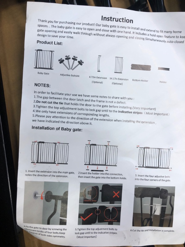 Photo 6 of ABOIL Baby Gate for Stairs Doorway No Drilling, 29-43 Inch Extra Wide Dog Gate for House Indoor, 30”Tall, Easy Pressure Mounted Walk Thru Child Pet Gate White