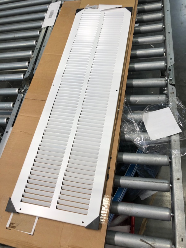 Photo 2 of 8" x 32" Return Air Grille - Sidewall and Ceiling - HVAC Vent Duct Cover Diffuser - [White] [Outer Dimensions: 9.75w X 33.75"h] 8 x 32 White