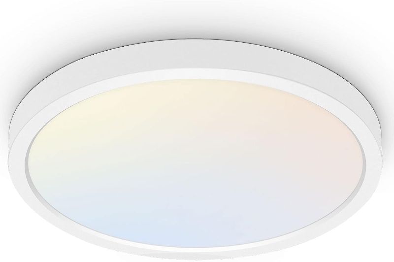 Photo 1 of 18 Inch LED Round Flat Panel Light, Black, 32W, 3200lm, 3000K/4000K/5000K CCT Selectable, 120°Beam Angle, Dimmable Edge-Lit Flush Mount Ceiling Light Fixture