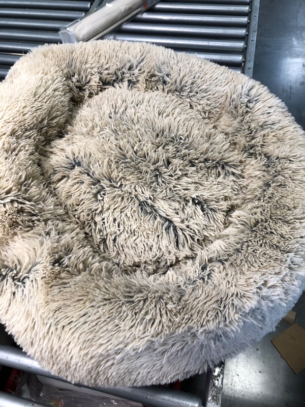 Photo 2 of Best Friends by Sheri The Original Calming Donut Cat and Dog Bed in Shag and Lux Fur, Machine Washable, High Bolster, Multiple Sizes S-XXL Shag Taupe Medium 30" x 30" Bed Only