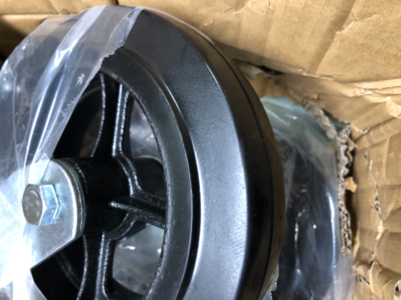 Photo 1 of A Set of 4 Wheel 8" Caster with Cast Iron Hub 1 3/8" Caster Wheel With 2 Lock-in Brakes Scaffolding Rolling Tower CBM1290 Black