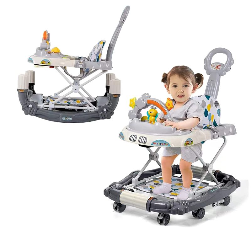 Photo 1 of Boyro Baby 4 in 1 Baby Walker, Baby Walkers for Boys and Girls with Removable Footrest, Feeding Tray, Rocking Function & Music Tray, Foldable Activity Walker for Baby 6-18 Months, Help Baby Walk