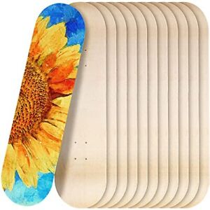 Photo 1 of 12 Pack Blank Skateboard Decks Maple Skateboard Deck 8 x 32 Inch 7 Ply Wooden Skate Decks Natural Wood Double Tail Plain Skateboard Concave Light Deck Bulk for Art Painting Replacement Home Decoration