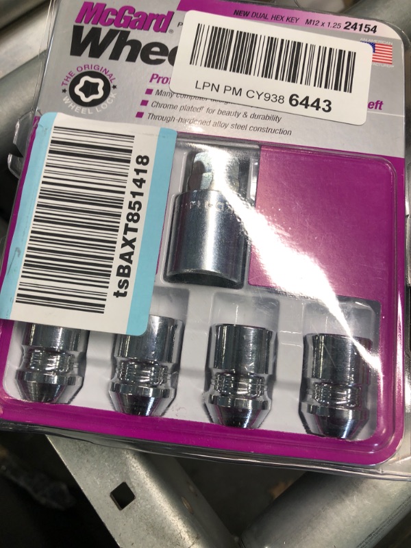 Photo 1 of McGard 24154 Chrome Cone Seat Wheel Locks (M12 x 1.25 Thread Size) - 4 Locks / 1 Key