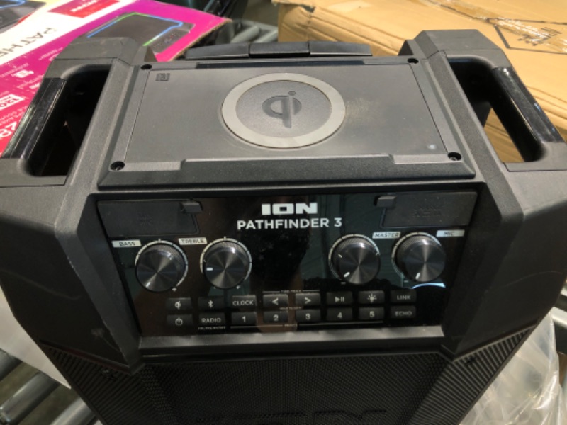 Photo 3 of ION Pathfinder 3 Bluetooth Portable Speaker with Wireless Qi Charging (POWER CABLE MISSING)