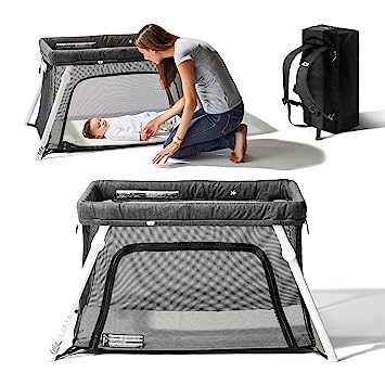 Photo 1 of Lotus Travel Crib - Backpack Portable, Lightweight, Easy to Pack Play-Yard with Comfortable Mattress - Certified Baby Safe