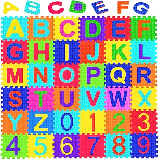 Photo 1 of Febyyer 36 Tiles Children’s Foam Puzzle Mat, Play Mat, Play Rug with Letters of The Alphabet and Numbers