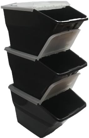 Photo 1 of WTM CBCL-24 Stackable Bins with Hinged Lids, 24-Quart, Pack of 3