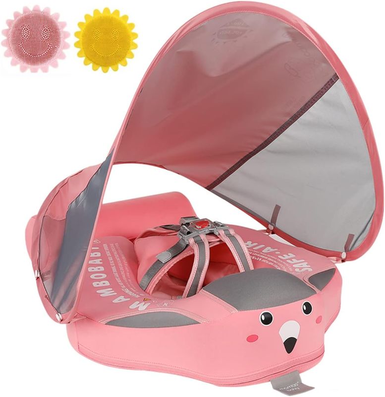 Photo 1 of Mambobaby Baby Pool Float with Canopy,Non Inflatable Baby Swim Float,Upgrade Soft Skin-Friendly Material Infant Pool Float with UPF 50+ UV Sun Protection Canopy