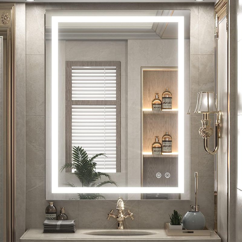 Photo 1 of  LED Bathroom Mirror 36 x 24 Inch,White/Warm/Natural Lights,Dimmable,CRI90,IP54 Waterproof,Wall Mounted,Anti-Fog,Vanity Mirror(Horizontal/Vertical)