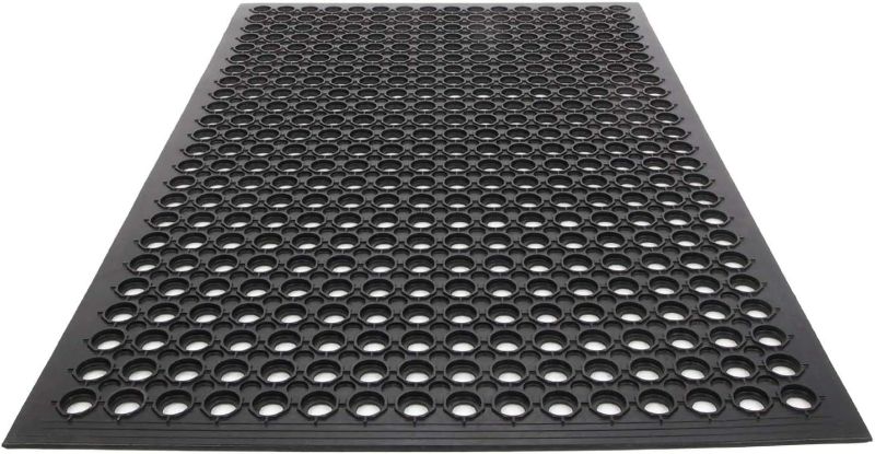 Photo 1 of Anti-Fatigue Floor Mat Bar Kitchen Industrial Multi-Functional Drainage Rubber Non-Slip Hexagonal Black 3ft x 2ft