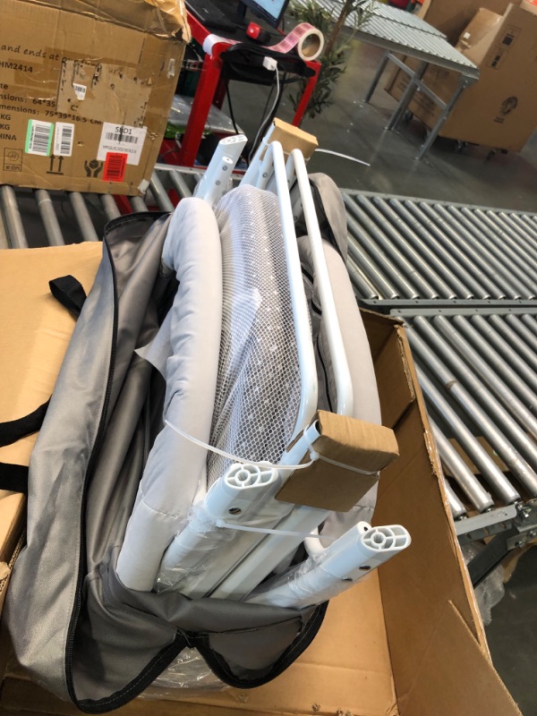 Photo 1 of Dream On Me Traveler Portable Bassinet in Cloud Grey, Lightweight and Breathable Mesh Design, Easy to Clean and Fold Baby Bassinet - Carry Bag Included